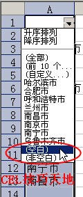 利用筛选法快速清除Excel2003空白单元格